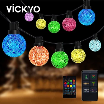 VICKYO G40 String Lights Dimmable RGBIC RC IP65 Водонепроницаемый Открытый Струнный Светильник Для Сада, Рождественской Вечеринки, Свадебного Украшения