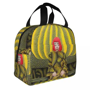 Тыквенная Желтая Изолированная сумка для ланча, Термосумка, Контейнер для ланча Yayoi Kusama Art, Герметичный Ланч-бокс для работы на открытом воздухе