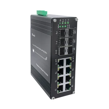 Промышленный 14-портовый гигабитный коммутатор Ethernet Hereta с 8 портами RJ45 и 4-портовым SFP и 2-портовым 10G SFP + Волоконно-оптическим коммутатором