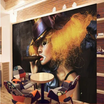 beibehang бумага 3D Сексуальная девушка для курения дискотека ночной клуб бар КТВ кафе настенное искусство настенное покрытие фрески-3d обои для домашнего декора