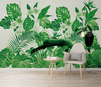 Обои на заказ тропические растения, фоновые обои с попугаем, украшение спальни, настенная роспись, 3D обои, настенные обои для
