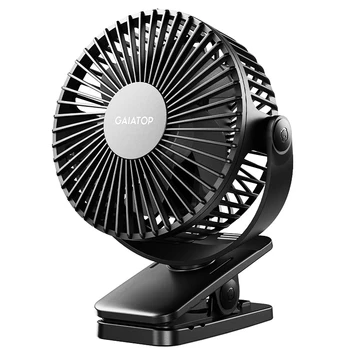 Портативный Зажимной Вентилятор GAIATOP, 3-Скоростной Бесшумный Перезаряжаемый Мини-Настольный Вентилятор с Поворотом на 360 °, Персональный Охлаждающий Вентилятор, Подходит для Детских Колясок