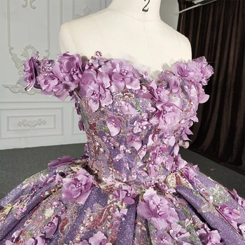 DY1115 Фиолетовые Пышные Платья в Виде Сердца Для вечеринки 15 Принцессы С Аппликацией Из Органзы, Кружевное Платье для Вечеринки в честь Дня Рождения 2023, Robes De Bal
