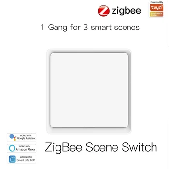 Tuya Smart ZigBee 3.0 Беспроводной Настенный выключатель с 12 Сценами, кнопочный контроллер, Тип пасты, Интеллектуальная Автоматизация Через Alexa Google Home