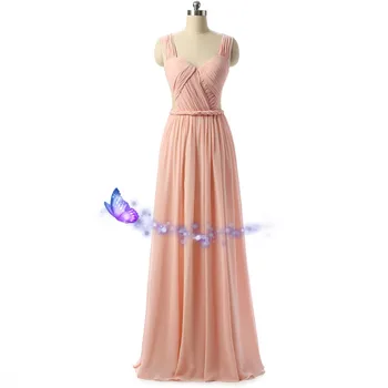 сексуальное прозрачное дешевое розовое шифоновое длинное платье для выпускного вечера 2018, новая мода, реальные фотографии, плиссированное платье для особых случаев на свадьбах, платье подружки невесты