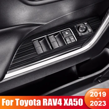 Автомобильное Оконное Стекло Кнопка Включения Подъемника Накладка Для Toyota RAV4 2019 2020 2021 2022 2023 RAV 4 XA50 Гибридные Аксессуары Для Интерьера