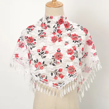Новый Стиль, Корейская мода, Треугольная вуаль с принтом, Шаль, Кружевной шарф для женщин
