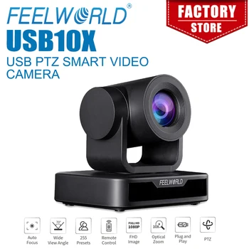 FEELWORLD USB10X Веб-камера для Видеоконференции USB PTZ-Камера с 10-Кратным Оптическим Зумом Full HD 1080p для Прямой Трансляции с ИК-Пульта Дистанционного Управления