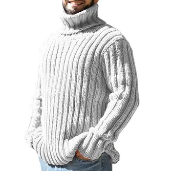 Мужская Осенне-зимняя Модная повседневная Водолазка, вязаное шерстяное пальто, свитер в тон