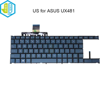 Американская Клавиатура для ноутбука с подсветкой ASUS ZenBook Pro Duo UX481 UX481F UX481FL UX481FA, Английские Клавиатуры, Синие Колпачки для клавиш 0KNB0-5622US00