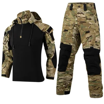 Армейская боевая пейнтбольная рубашка с множеством карманов, комплект брюк-карго, Униформа, мужской Новый Военный Камуфляжный Тактический костюм с капюшоном, Мужской Повседневный