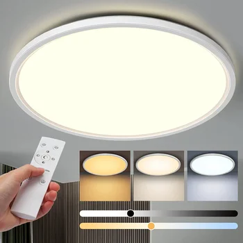 Ультратонкий 2 см потолочный светильник для спальни с дистанционным управлением и затемнением, Энергосберегающий светодиодный светильник для спальни и гостиной