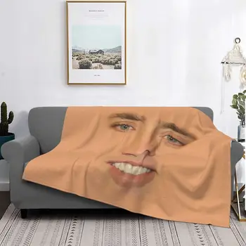 Украшение дивана Nicolas Cage Одеяло на все лицо Рождественские подарки Удобное микрофланелевое флисовое одеяло