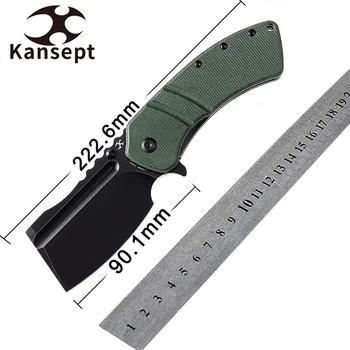 Складные Ножи Kancept XL Korvid T1030B4 Cleaver, Лезвие 154 см с Зеленым Покрытием из Микарты, для Кемпинга, Охоты, EDC