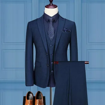 Сшитое на заказ Свадебное платье Жениха, Блейзер, костюмы, брюки, деловые классические брюки высокого класса ZHA05-31599
