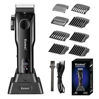 Масло для стрижки волос Kemei KM-5802, электрическая машинка для стрижки волос, ножницы, стальная режущая головка, электрическая беспроводная зарядка