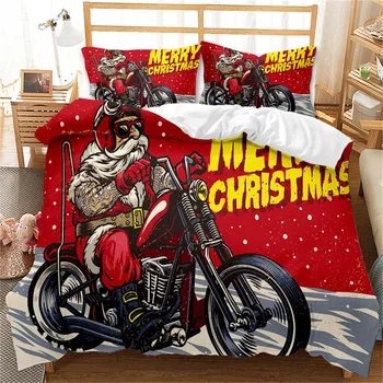 С Рождеством, Красный Мотоцикл, Санта, С Новым Годом, Пододеяльник, Комплект постельных принадлежностей, Покрывало, Украшение спальни, Рождественские Подарки Детям