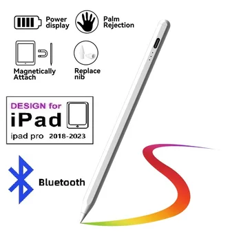 Bluetooth-стилус для Apple iPad Pro Air Mini 2018-2022 Емкостный сенсорный карандаш с силовым дисплеем, датчиком отклонения ладони от наклона