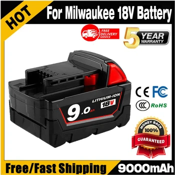 Абсолютно Новый Литий-ионный Аккумулятор 18V 9.0Ah для Литиевой батареи Milwaukee M18 XC 48-11-1860 48-11-1850 48-11-1840 48-11-1820