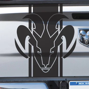 Для 3шт Dodge Ram в полоску с логотипом, графическая наклейка, наклейка на боковую или заднюю виниловую кровать для грузовика