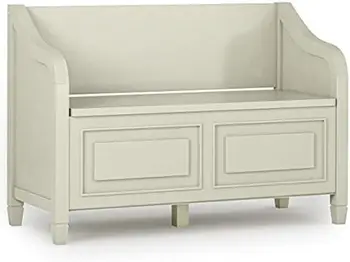 Скамейка для хранения в прихожей шириной 42 дюйма с предохранительной петлей, многофункциональная, традиционная, потертого серого цвета