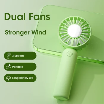 Ручной Вентилятор USB Перезаряжаемый Маленький настольный вентилятор 1200 мАч Портативный охлаждающий кулер Двойной вентилятор Для Путешествий Мини-вентилятор на открытом воздухе Удобный Вентилятор