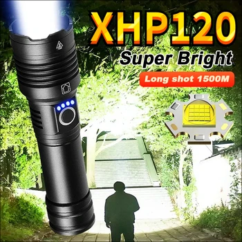 Мощные 16 ядер XHP120 Светодиодные Фонари Высокой Мощности USB Перезаряжаемый Фонарик Супер Яркий Зум Аккумуляторные Фонари Для Кемпинга Ручные Лампы