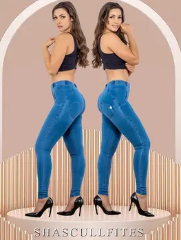 Shascullfites Melody Jeans, Сексуальные женские Джинсы-карандаш, женские светло-голубые джинсы, Джинсы с подтяжкой, джеггинсы Пуш-ап