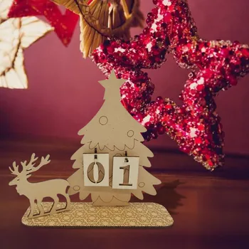 Рождественские Деревянные Поделки для рабочего стола Украшение Санта-Олень Праздничная вечеринка Календарь Орнамент Mst3k Орнамент