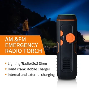 Ручной Заводной Радиоприемник FM/AM Аварийный Фонарик Power Bank Ручной Заводной Фонарик Emergency Phone Charge Bank