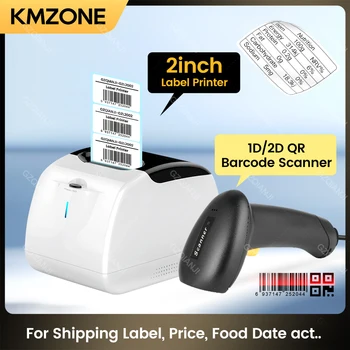 58-миллиметровая машина для печати самоклеящихся этикеток, 2-дюймовый Bluetooth термопринтер для чеков POS и портативный 2D сканер штрих-кода