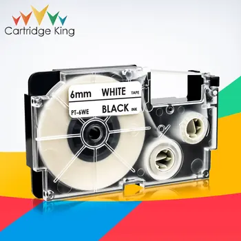 Совместимая кассетная этикетировочная лента Casio XR-6WE Черного цвета на белом 6 мм * 8 м Заменяет Устройство для изготовления этикеток Casio KL-60 KL-120 KL-HD1 KL-P350W