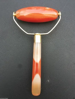 натуральный Красный агат, нефрит Гуа Ша, тонкий массажер для лица, натуральный инструмент для оздоровления, массажер для лица