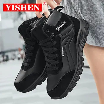 Женская обувь YISHEN, Высокие Ботильоны, Увеличивающие рост, Модные кроссовки, Зимняя кожаная обувь цвета Хаки, Черные Zapatos De Mujer
