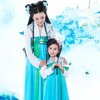 Комплекты Костюмов для Родителей и Детей Принцессы Цин Пин Ле Тан с Высокой Талией для мамы и Дочки, Традиционный Костюм для сценического представления Hanfu