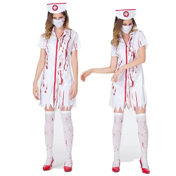 Костюм медсестры больницы кровавых ужасов вампира на Хэллоуин, маскарадное платье для взрослых, костюм на Хэллоуин для женщин