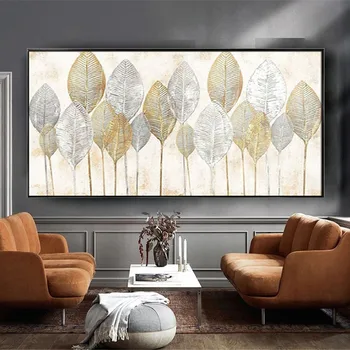 Современная Картина Маслом по Дереву с плотной Текстурой Ручной работы на холсте, Большая настенная картина 