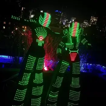 Светодиодный Робот Светодиодный костюм Световые костюмы наборы контроллеров для программирования шлем Хэллоуин косплей одежда для ночного клуба