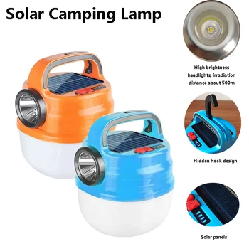 Солнечная лампа для кемпинга LED USB Перезаряжаемая Уличная лампа для палатки Портативные Походные фонари для барбекю фонарик
