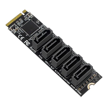 M.2 M-Key PCI Express для SSD-адаптера SATA 3,0 Поддержка платы расширения чипсета JMB585 для Mac OS/Windows/Linux 6 Гбит/с 5 портов