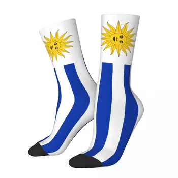 Носки контрастного цвета с флагом Уругвая, компрессионные носки, забавный Винтажный креатив