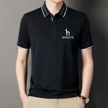 Мужская футболка 2023, Новинка, короткий рукав, однотонная приталенная футболка, Мужская футболка для делового Отдыха с вышивкой логотипа, воротник для гольфа