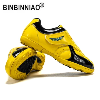 BINBINNIAO, размеры 28-39, детские футбольные бутсы TF, Футбольные бутсы для мальчиков, кроссовки, Бутсы, Тренировочные теннисные туфли без шнуровки