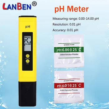Ручка-тестер pH с Высокоточным Измерителем PH для Тестирования качества воды с Диапазоном измерения 0-14 Подходит Для Аквариумного Бассейна