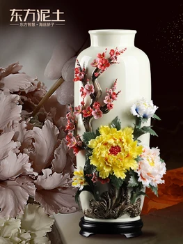 Керамическая ваза ручной работы в китайском стиле, Украшение для гостиной, Цветочная композиция, Антикварная полка, Фарфоровые декоративные поделки