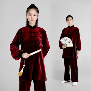 Зимняя утепленная одежда для тайцзицюань, Женская одежда для ушу, Одежда для соревнований по кунг-фу, униформа для боевых искусств, без морщин 2023