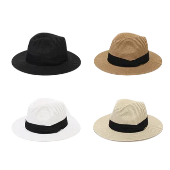 2023 Летняя Женская соломенная панама с широкими полями, Фетровая шляпа, Пляжная шляпа От Солнца, Джазовые Фетровые шляпы