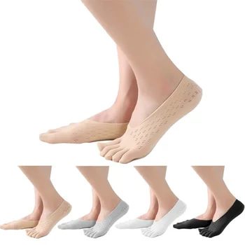 1 Пара Модных летних тапочек с тонким носком, Женские невидимые силиконовые противоскользящие носки с пятью пальцами
