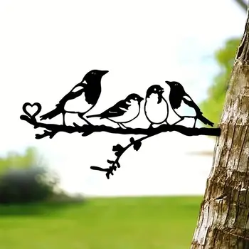 Уникальные четыре птицы на ветке, металлический силуэт, настенное искусство-идеально подходит для подарков на дни рождения и новоселье!