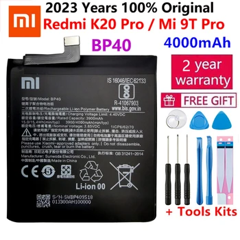 100% Оригинальный Аккумулятор Для Xiaomi Redmi K20 Pro/Mi 9T Pro 4000 мАч BP40 Замена Литий-ионного Полимерного Аккумулятора телефона Запчасти Для Ремонта